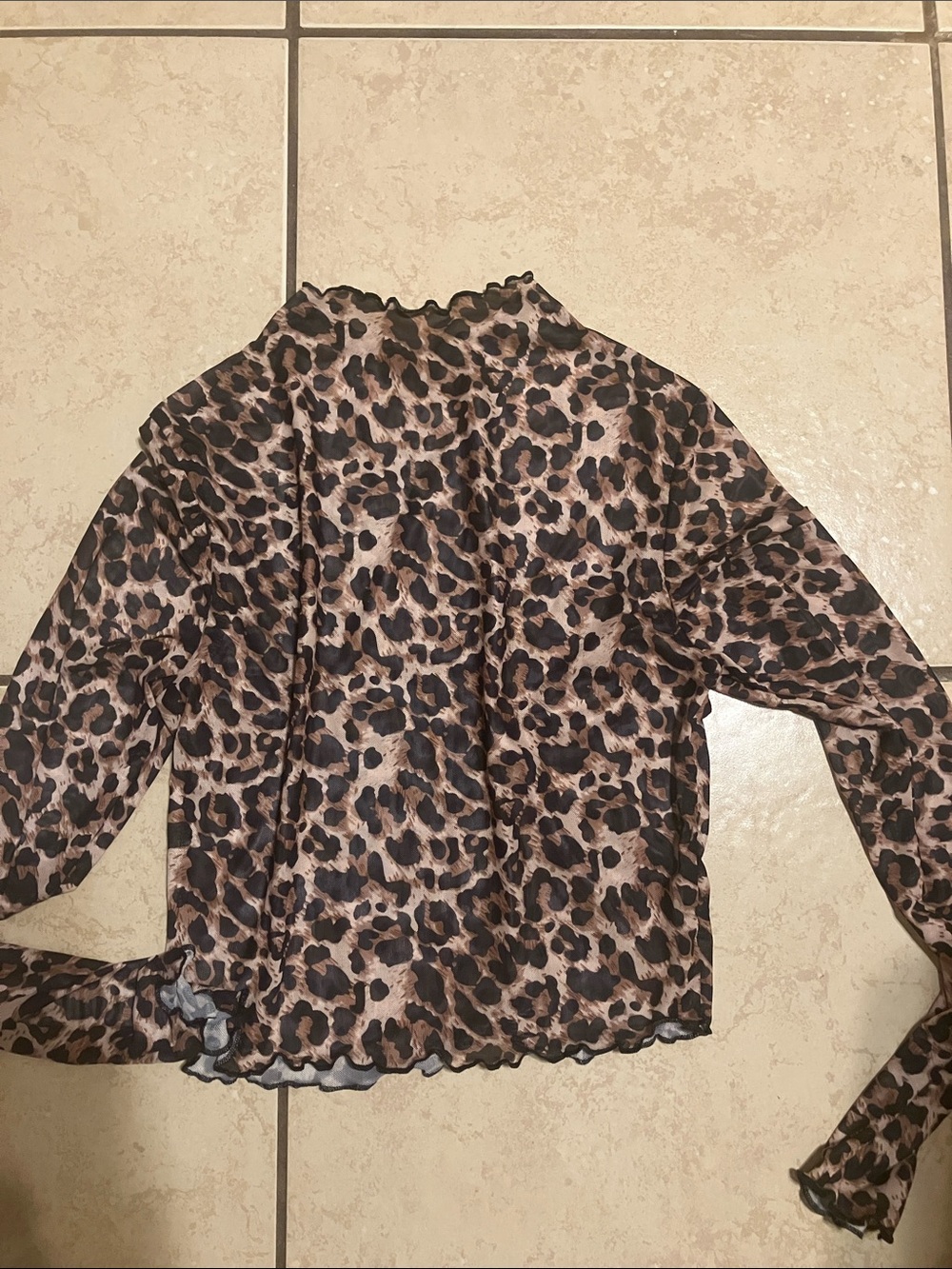 Girls' Leopard Print Long-Sleeve Top - Brown/Black